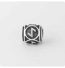 Шарм-бусина с руной Эйваз (Ир) из серебра