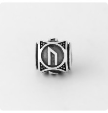 Шарм-бусина с руной Уруз (Ур) из серебра