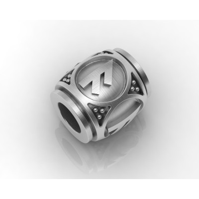 Шарм-бусина с руной Ансуз (Ос) из серебра