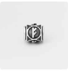 Шарм-бусина с руной Феху (Феу) из серебра