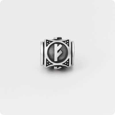 Шарм-бусина с руной Феху (Феу) из серебра