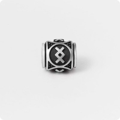 Шарм-бусина с руной Ингуз (Инг) из серебра