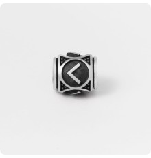 Шарм-бусина с руной Кано (Каун) из серебра