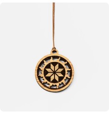 Оберег Алатырь в Солнечном круге из дерева Дуба