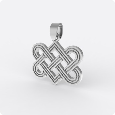 Амулет - Переплетенные сердца из серебра