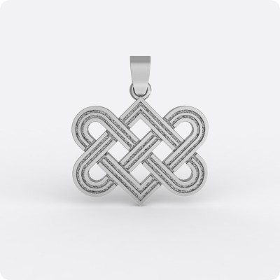 Амулет - Переплетенные сердца из серебра