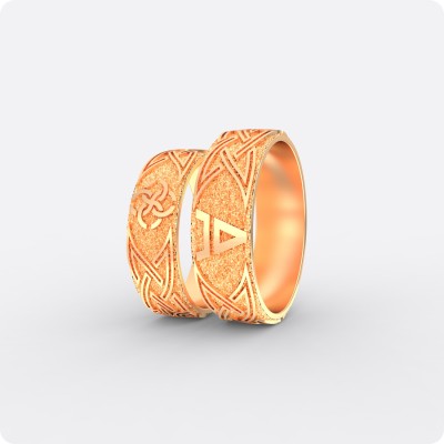 Кольцо со Свадебником и символом Велеса (Волоса) из золота