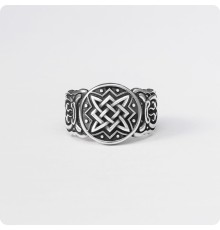 Кольцо Оберег Звезда Руси (Квадрат Сварога) из серебра