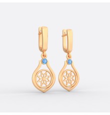 Серьги со славянским оберегом Алатырь из золота на английском замке