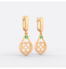 Серьги со славянским оберегом Целебник из золота на английском замке