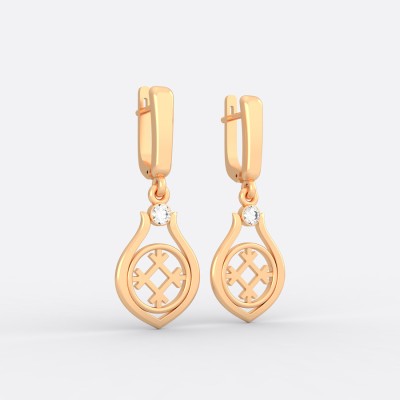 Серьги со славянским оберегом Целебник из золота на английском замке