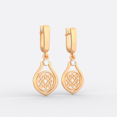 Серьги со славянским оберегом Звезда Лады-богородицы из золота на английском замке