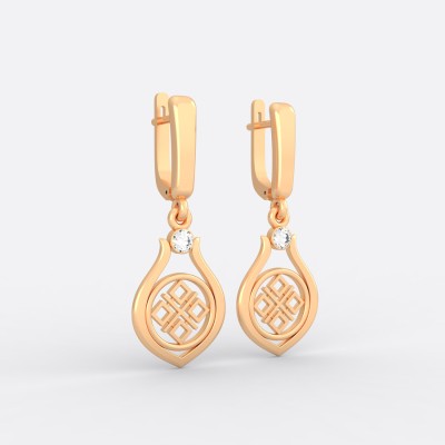 Серьги со славянским оберегом Макошь (Мокошь) из золота на английском замке