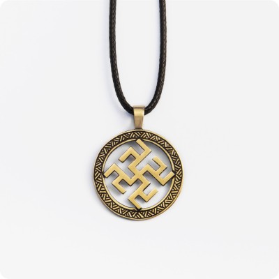 Оберег Одолень трава из латуни в круге