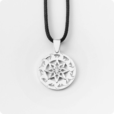 Оберег Алатырь-щит из серебра в Солнечном Круге