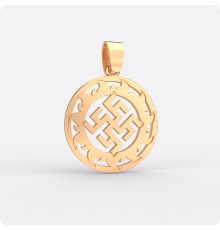 Оберег Цветок Папоротника из золота в Солнечном Круге