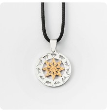 Оберег Алатырь из серебра с золотом в Солнечном Круге