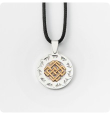 Оберег Символ Белобога из серебра с золотом в Солнечном Круге