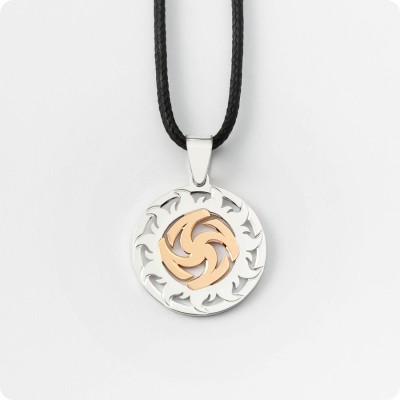 Оберег Вайга (Символ Тары) из серебра с золотом в Солнечном Круге 