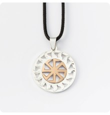 Оберег Коловрат из серебра с золотом (Солнце Славян)