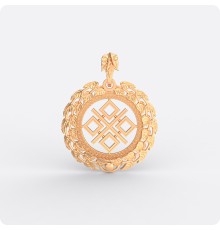 Оберег Макошь (Мокошь) в берёзовых листьях из золота