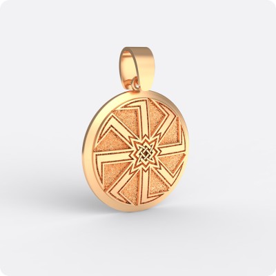 Оберег Коловрат со Звездой Руси (Квадрат Сварога) в два уровня из золота