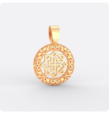 Оберег Валькирия из золота в круге (малый)