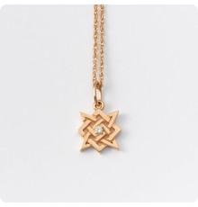 Оберег Звезда Руси (Квадрат Сварога) из золота с камнем