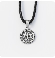 Оберег Алатырь из серебра в круге (малый)