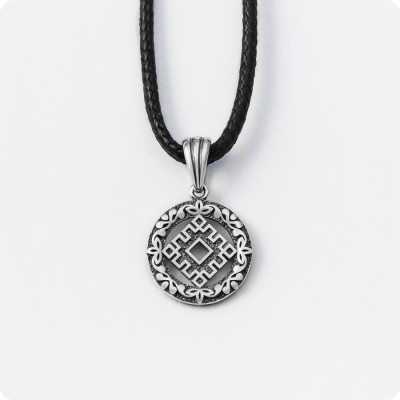 Оберег Репейник счастья из серебра в круге (малый)