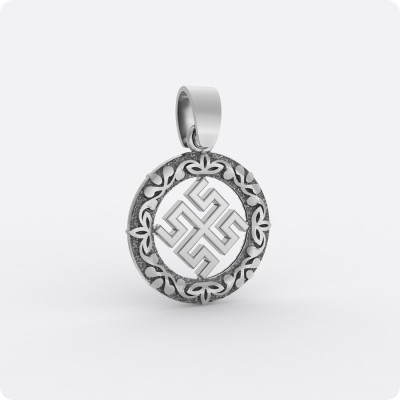 Оберег Боговник из серебра в круге (малый)