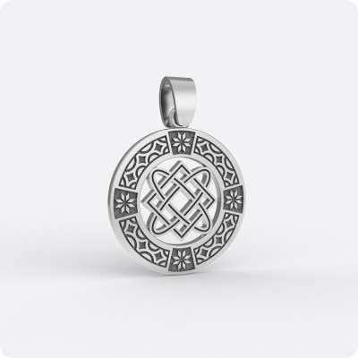 Оберег Звезда Лады-богородицы из серебра с узором