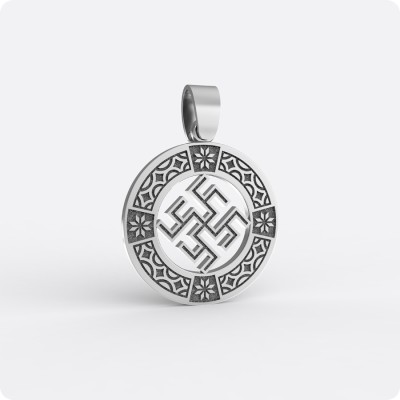 Оберег Цветок Папоротника из серебра с узором