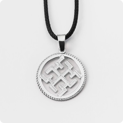 Оберег Духобор из серебра в круге