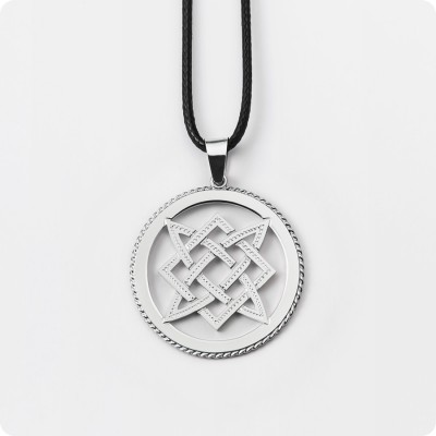 Оберег Звезда Руси (Квадрат Сварога) из серебра в круге