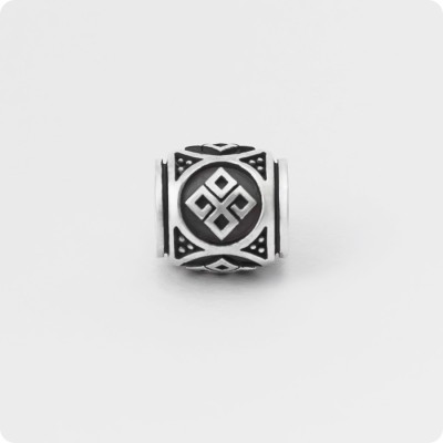 Шарм - бусина с символом Даждьбога из серебра