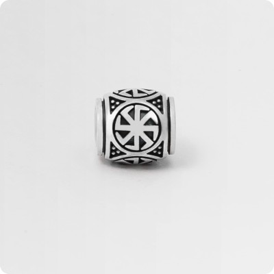 Шарм - бусина с оберегом Коловрат из серебра