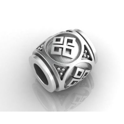 Шарм - бусина с символом Даждьбога из серебра