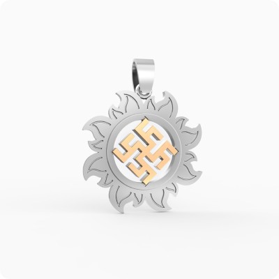 Оберег Цветок Папоротника в Солнышке (серебро с золотом)
