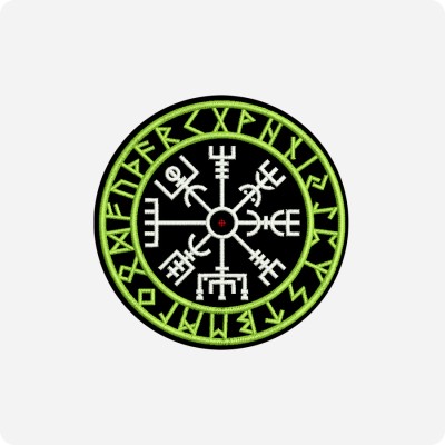 Нашивка - патч с агисхьяльмом Рунический компас Викингов (Вегвизир)