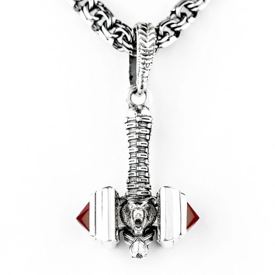 Молот-Русич с Медведем из серебра с камнем