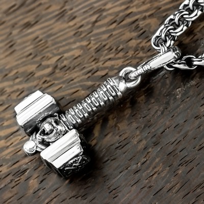 Молот-Русич с Оберегом Звезда Руси (Квадрат Сварога) из серебра