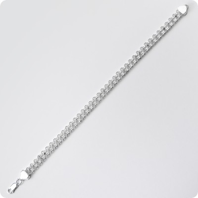 Серебряный браслет плетение Двухполосный Бисмарк со Звездой Руси (Квадрат Сварога)