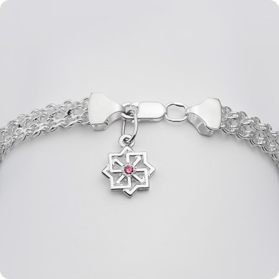 Серебряный браслет с Молвинцем плетение Двухполосный Бисмарк