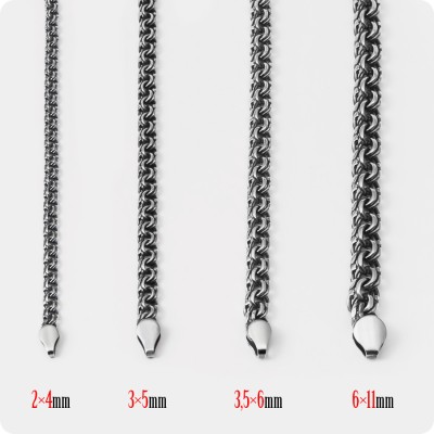 Серебряная цепь Бисмарк (Кардинал) - (4мм)