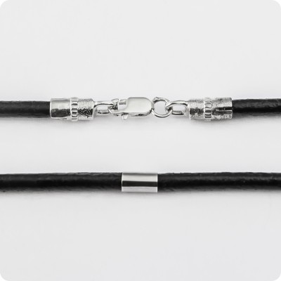 Кожаный шнур с серебряными вставками